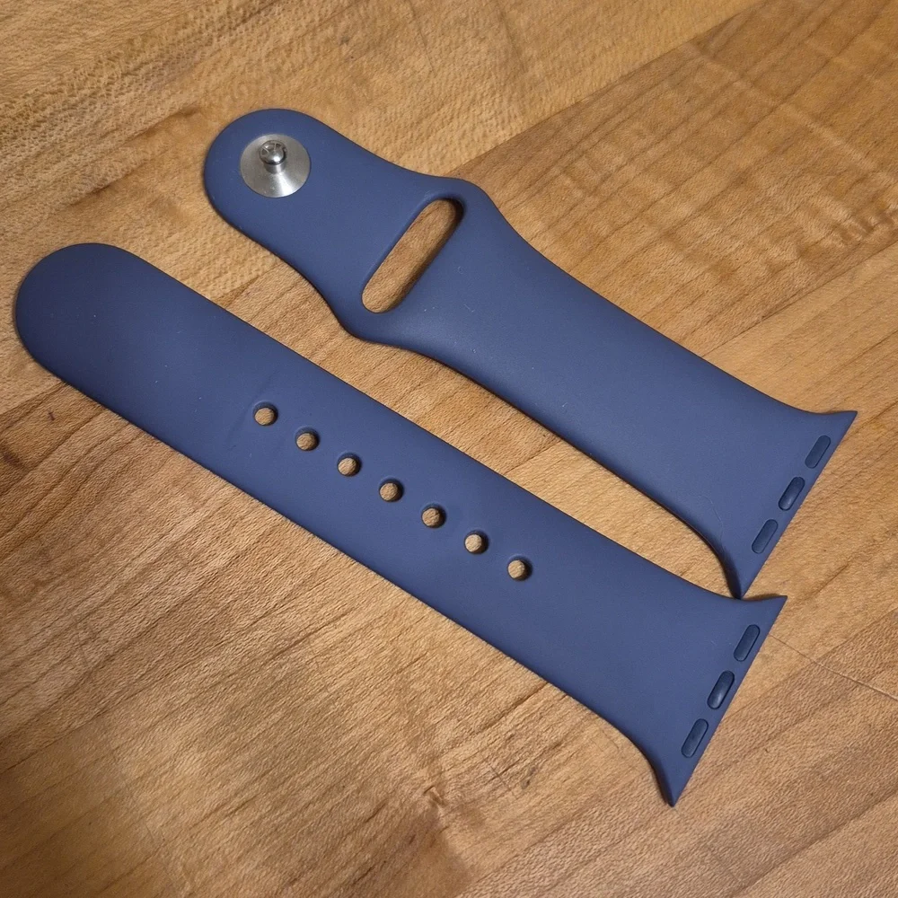 Genuine Apple Watch Silicone Sports Band Blue & Black 44mm S/m X 2